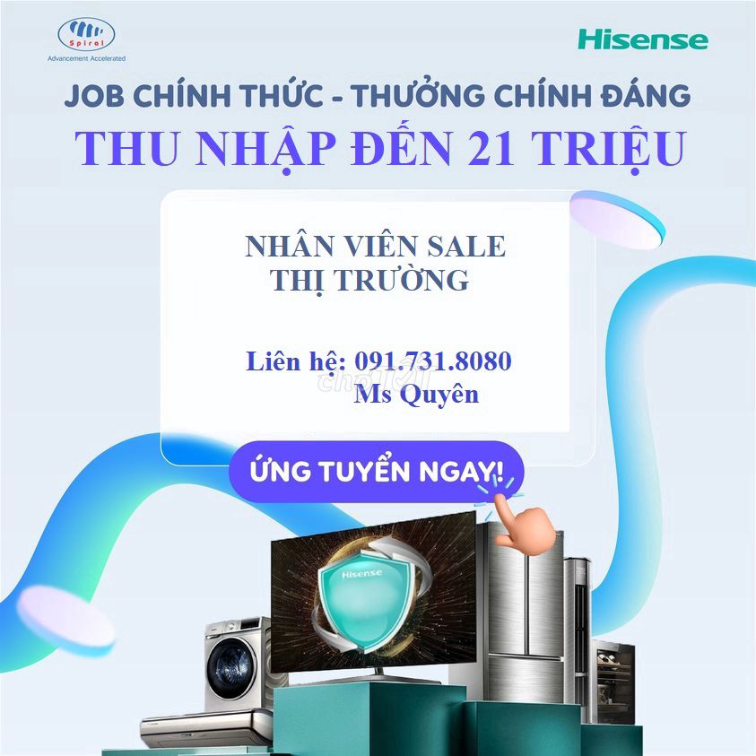 Hải Dương Tuyển NV Sale Thị Trường Hisense