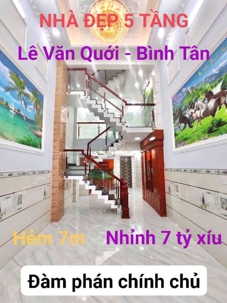 NHÀ ĐẸP 5 TẦNG LÊ VĂN QUỚI BÌNH TÂN HẺM XE HƠI TRÁNH NHỈNH 7TỶ