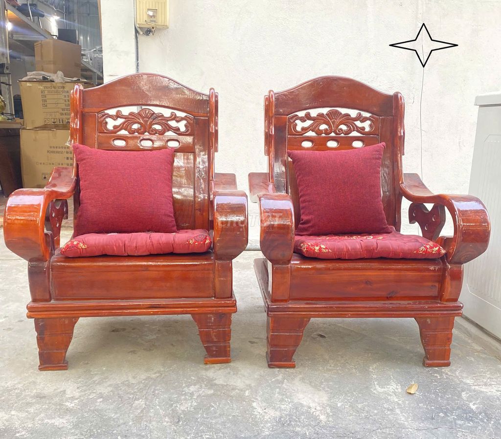 Ghế salon gỗ, sofa đơn gỗ tràm dày dặn thanh lý