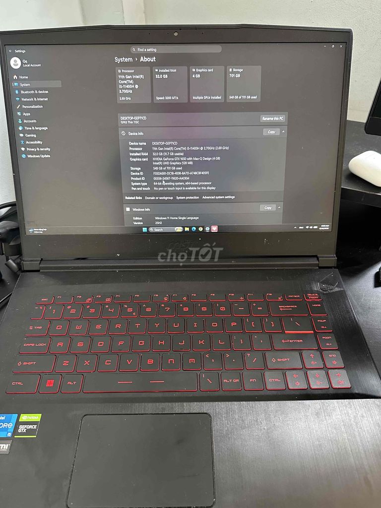 MSI GF63 Thin 11SC i5-11400H 32GB/701GB. Mua bán Laptop tại Quận 7 Tp Hồ Chí Minh được đăng bởi Quỳnh hình 1
