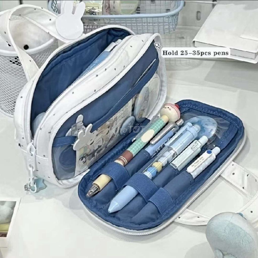 Túi đựng bút Vải Trắng Xanh 25-35 bút. Mua bán Đồ dùng văn phòng tại Thị xã Bến Cát Bình Dương được đăng bởi Nguyễn Châm hình 1