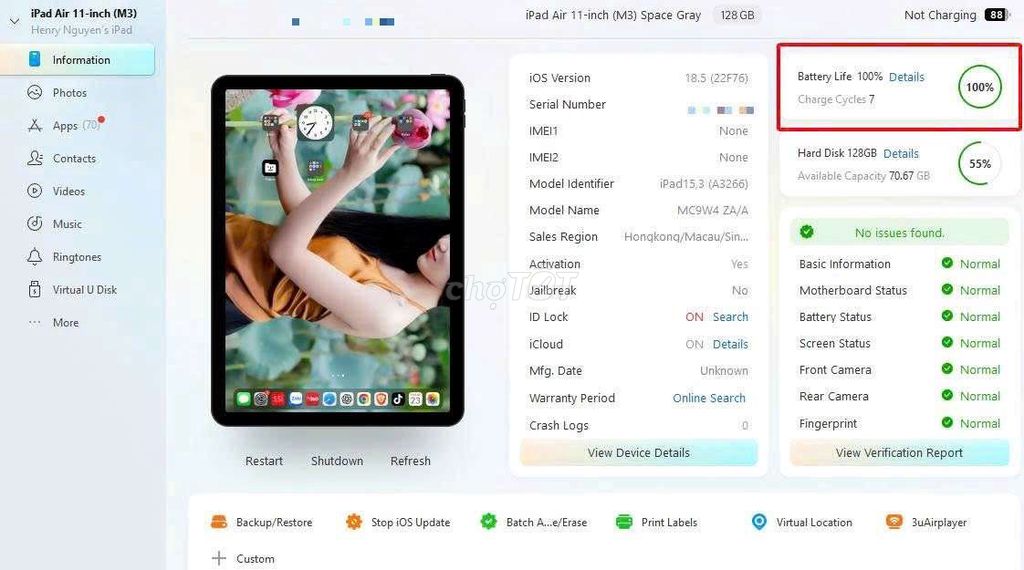 Apple iPad Air 7 M3 Xám 128GB. Mua bán Máy tính bảng tại Huyện Bình Chánh Tp Hồ Chí Minh được đăng bởi ryan nguyen hình 1