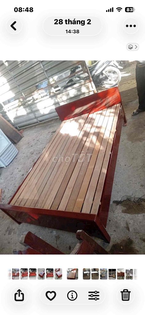 Giường gỗ thao lao 1m2x2m Đỏ. Mua bán Giường, chăn ga gối nệm tại Quận Cái Răng Cần Thơ được đăng bởi Đồ củ minh trí hình 1