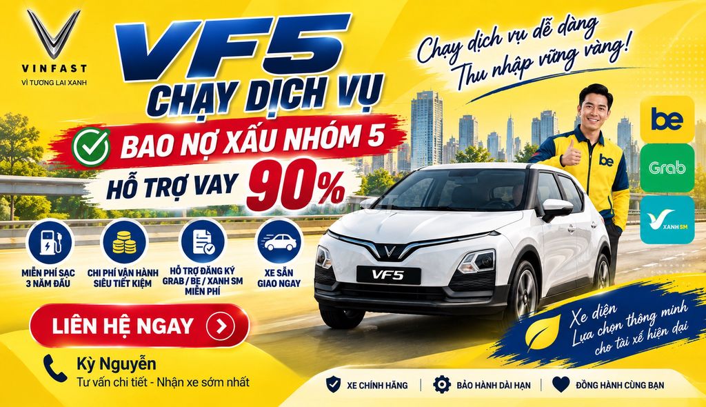 VF5 для работы в Grab/Xanh - кредит 90% - одобрение плохой истории