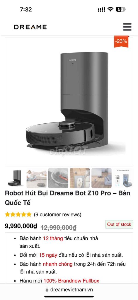 Robot hút bụi lau nhà Dreame Z10pro bản Q tế