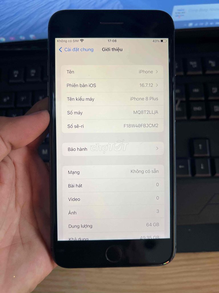 Apple iPhone 8 Plus 64GB Đen Nguyên zin. Mua bán Điện thoại tại Huyện Đức Hòa Long An được đăng bởi Minh Ngọc hình 1