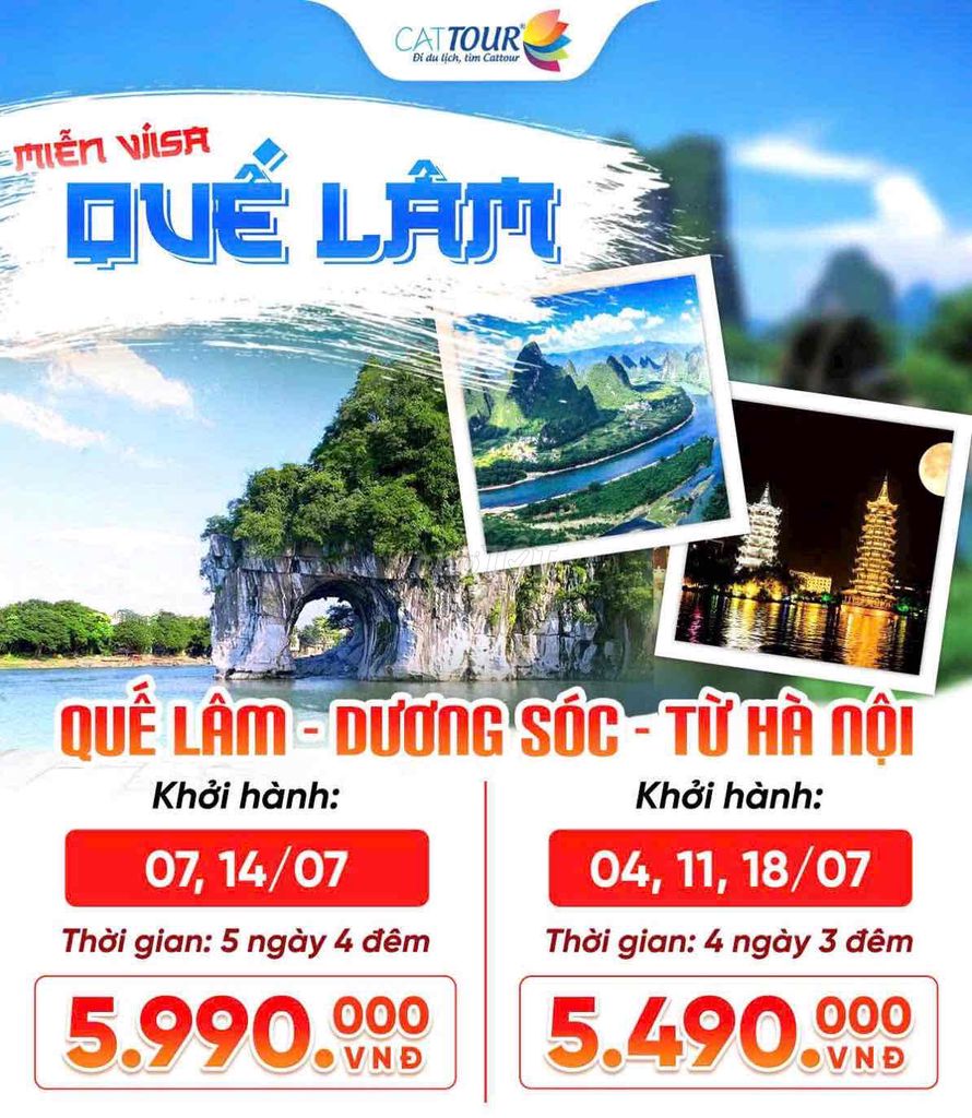 Tour Quế Lâm Dương Sóc 4N3Đ Hà Nội Cat Tour. Du lịch tại Quận Đống Đa Hà Nội được đăng bởi Nguyễn Anh Thư hình 1