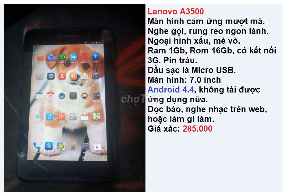 Xác sống Lenovo A3500 Nghe Gọi