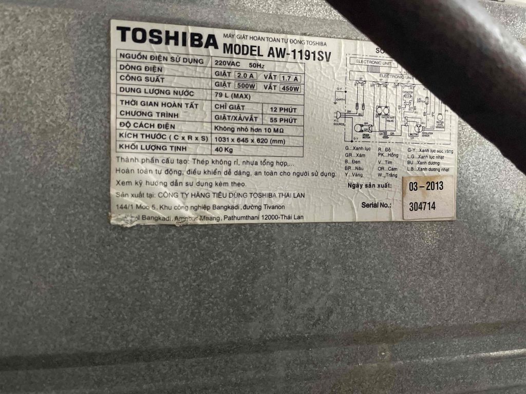 Máy giặt Toshiba AW-1191SV 10kg Trắng 2013. Mua bán Máy giặt tại Quận 1 Tp Hồ Chí Minh được đăng bởi Ngoc Nguyen hình 1