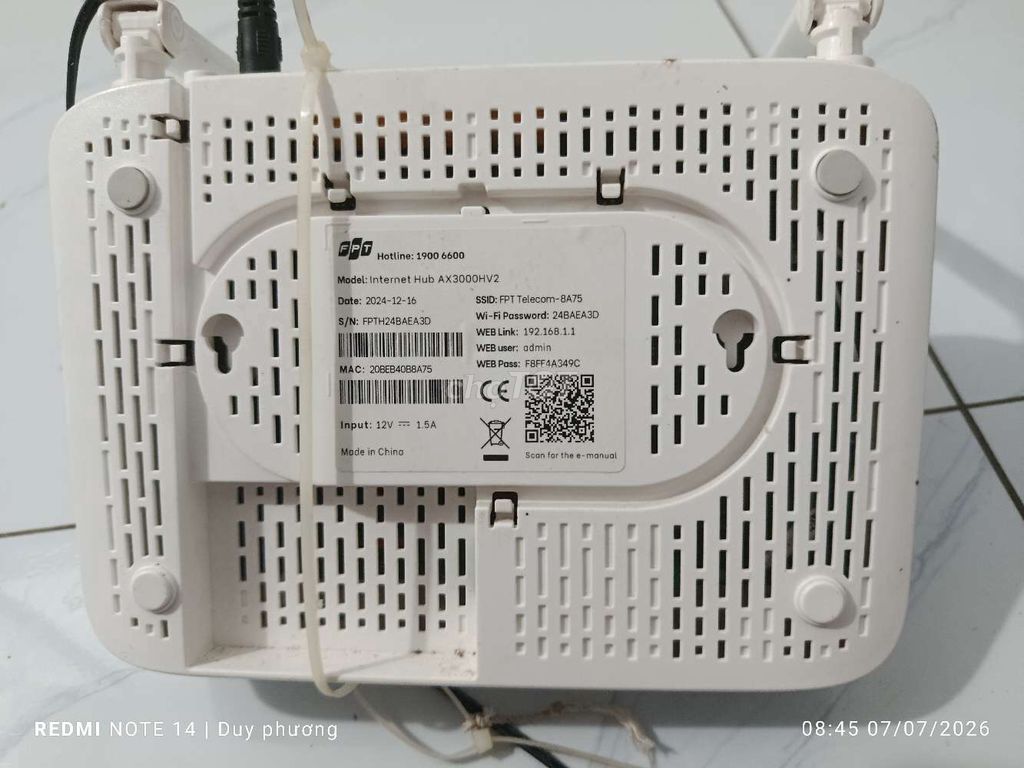 Modem Wifi FPT AX3000HV2 Trắng Trung Quốc. Mua bán Phụ kiện (Màn hình, Chuột...) tại Quận Cái Răng Cần Thơ được đăng bởi sống về đêm hình 1