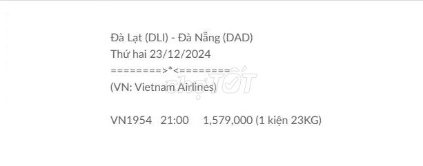 Đà Lạt (DLI) - Đà Nẵng (DAD) Thứ hai 23/12/2024