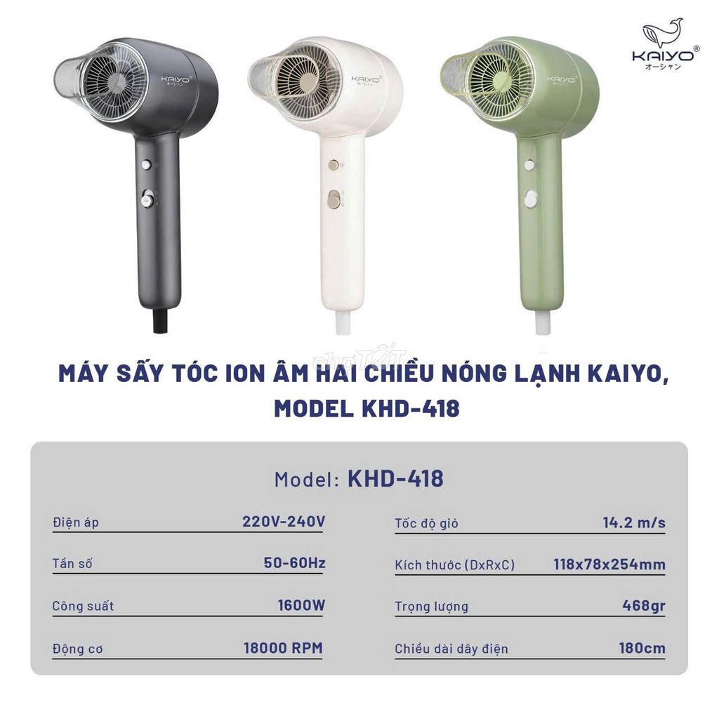 Máy sấy tóc Kaiyo KHD-418. Mua bán Thiết bị vệ sinh, nhà tắm tại Quận Hai Bà Trưng Hà Nội được đăng bởi linh hình 1