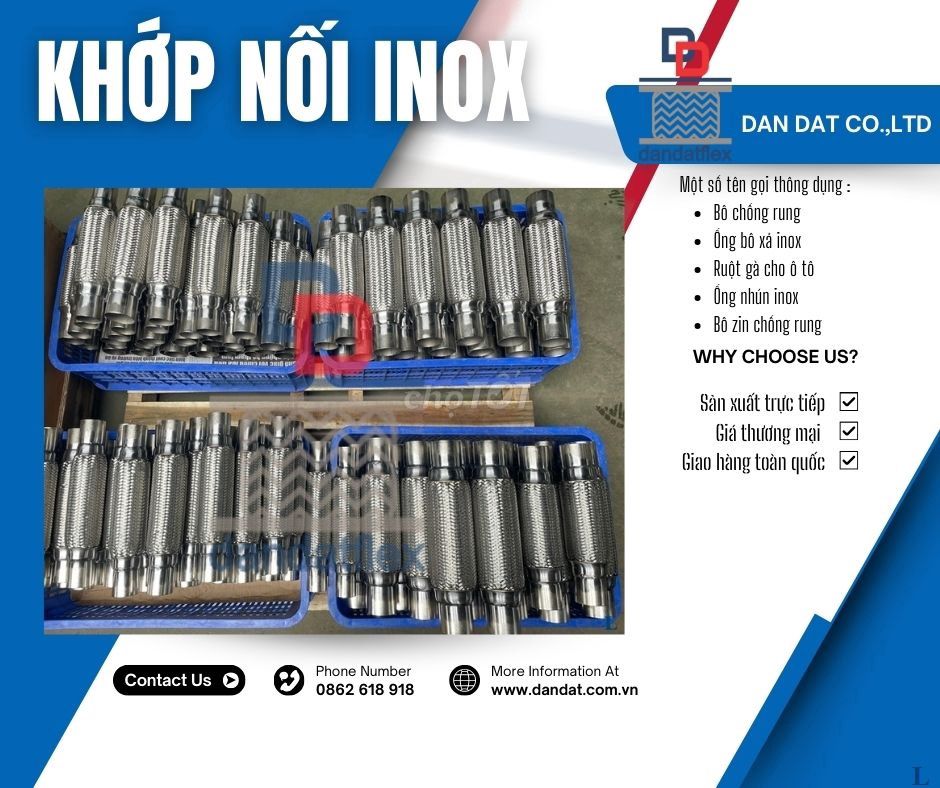 Ống mềm inox chống rung động cơ, Khớp nối inox