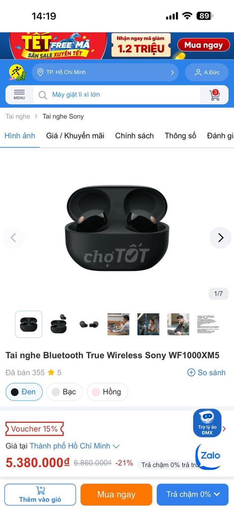 Tai nghe Sony WF1000XM5 Đen. Mua bán Tivi, Âm thanh tại Thành phố Biên Hòa Đồng Nai được đăng bởi Anh Khôi hình 1