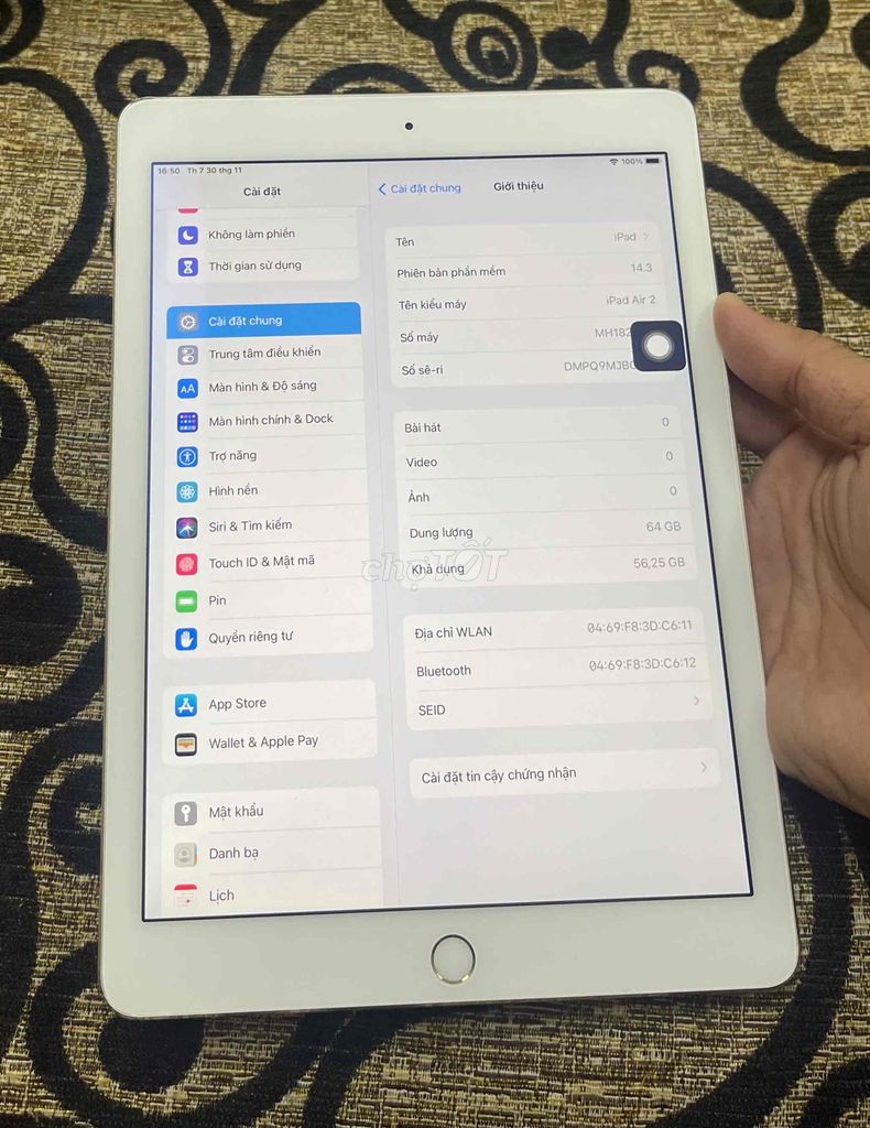 Ipad Air2 Gold bản 64Gb only Wifi