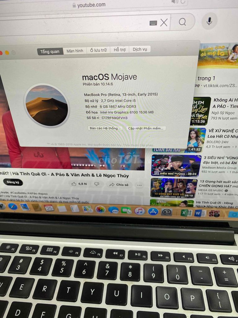 Macbook pro 2015 i5 ram 8 ssd 128gb màn 13.3 inh