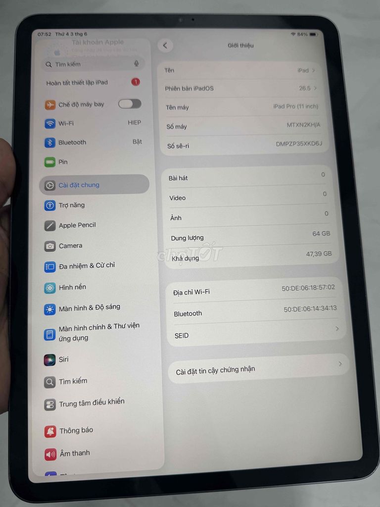 Apple iPad Pro 11-inch 64GB Xám. Mua bán Máy tính bảng tại Quận Tân Phú Tp Hồ Chí Minh được đăng bởi TRHIEP hình 1