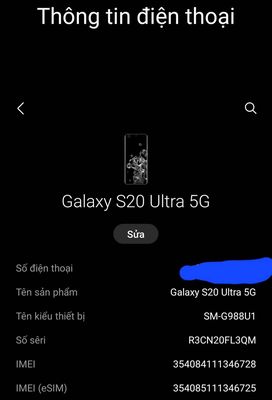 Samsung Galaxy S20 Ultra 128GB Xám Mỹ