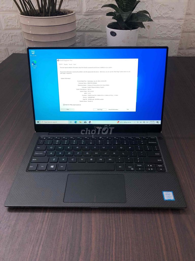 Dell xps 9370 i7 ram 16 màn 4k cảm ứng