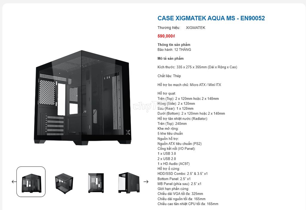 Vỏ case XIGMATEK AQUA MS Đen Full NEW. Mua bán Linh kiện (RAM, Card...) tại Quận 5 Tp Hồ Chí Minh được đăng bởi Hòa Subaru hình 1