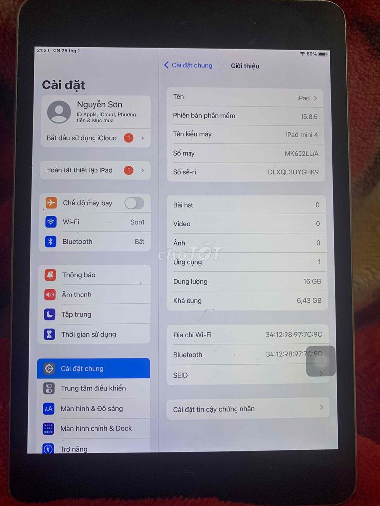 Apple iPad mini 4 16GB. Mua bán Máy tính bảng tại Huyện Yên Phong Bắc Ninh được đăng bởi sơn hình 1