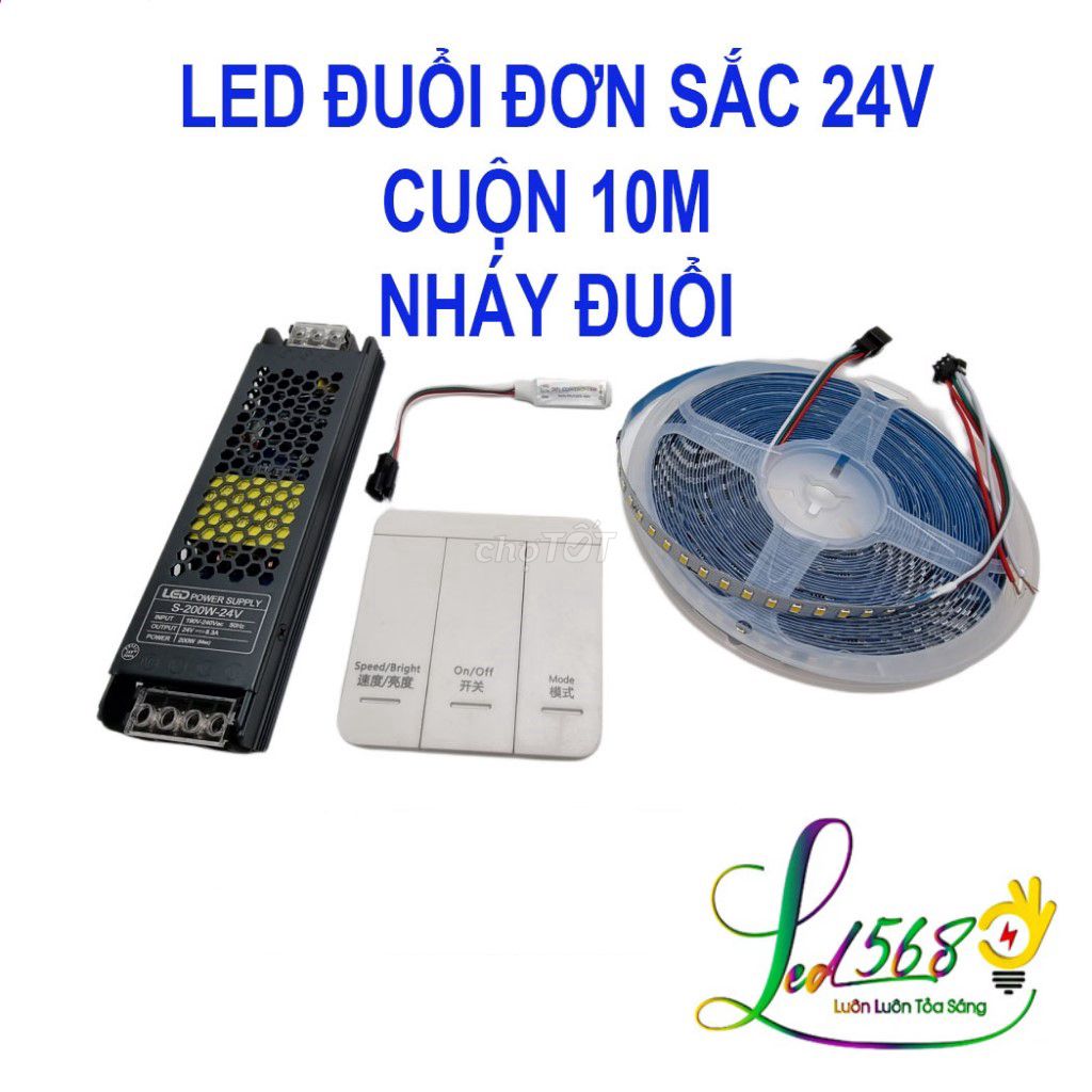 Dây Led dán 10m 24V Led đuổi đơn sắc