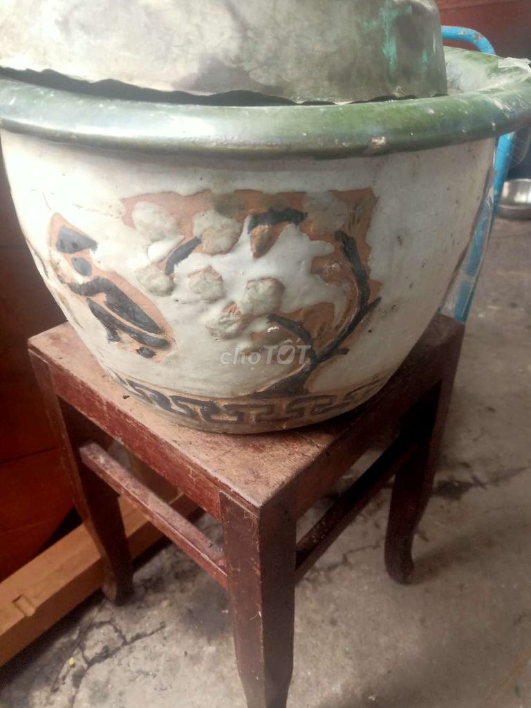 Chậu cảnh Gốm Trắng Xanh Cổ điển cũ 40x25cm. Mua bán Cây cảnh, đồ trang trí tại Quận 12 Tp Hồ Chí Minh được đăng bởi Bé  hình 1