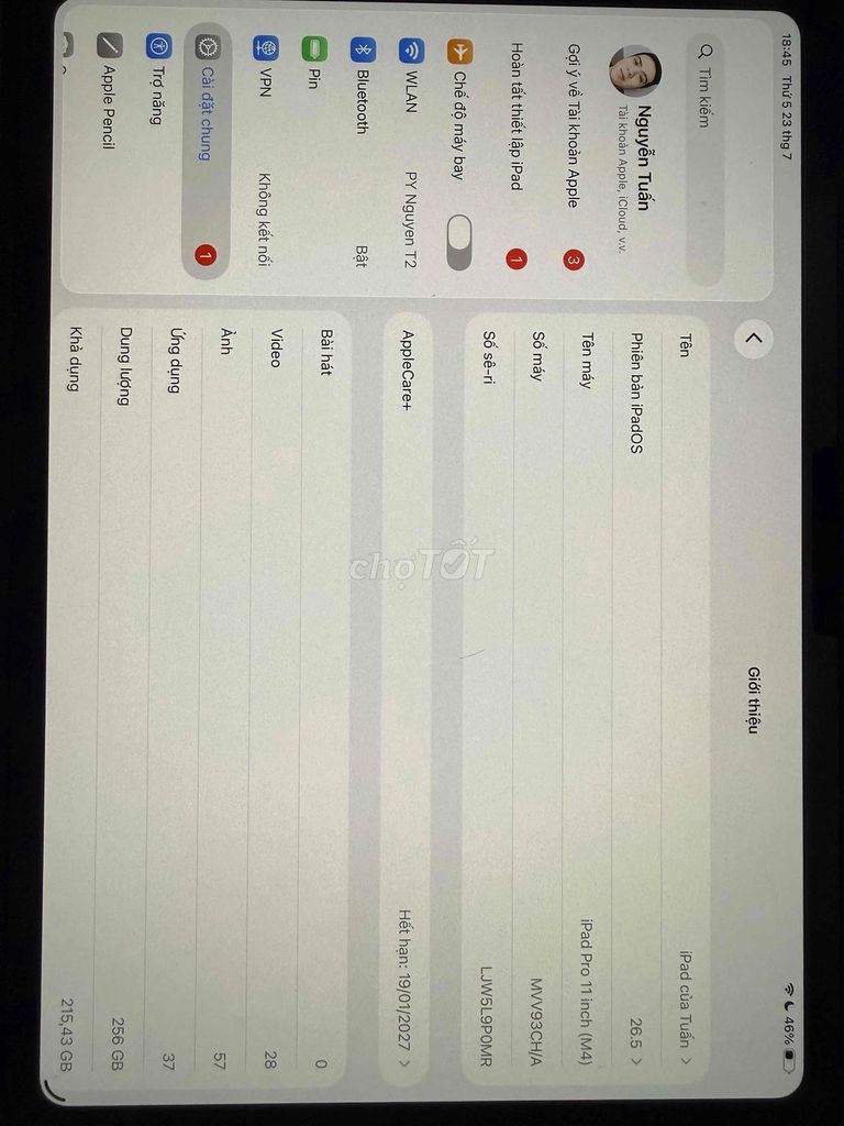 Apple iPad Pro 11 inch (M4) 256GB. Mua bán Máy tính bảng tại Quận Hải Châu Đà Nẵng được đăng bởi tuấn nguyễn hình 1