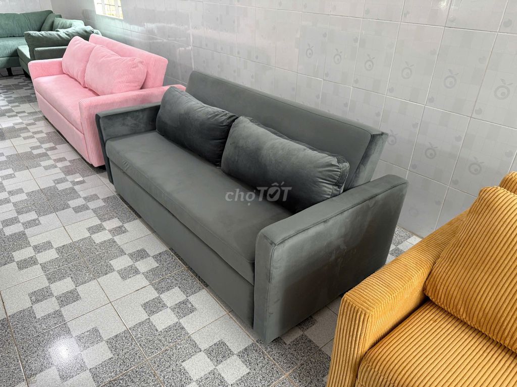 Freeship - sofa giường đa năng Nhung Xám 1m8x1m8. Mua bán Bàn ghế tại Quận Bình Thạnh Tp Hồ Chí Minh được đăng bởi Phan Khuê hình 1