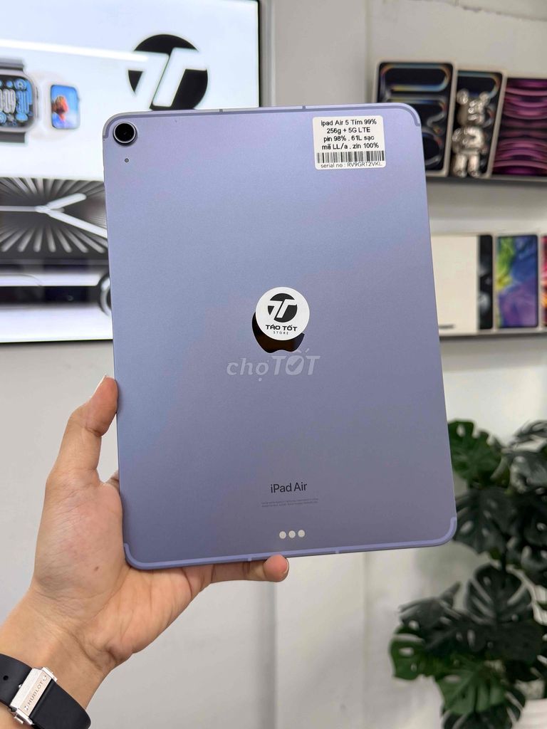 Apple iPad Air 5 M1 256GB Tím 5G LTE 99% Pin 98%. Mua bán Máy tính bảng tại Quận 10 Tp Hồ Chí Minh được đăng bởi Táo Tốt Apple  hình 1