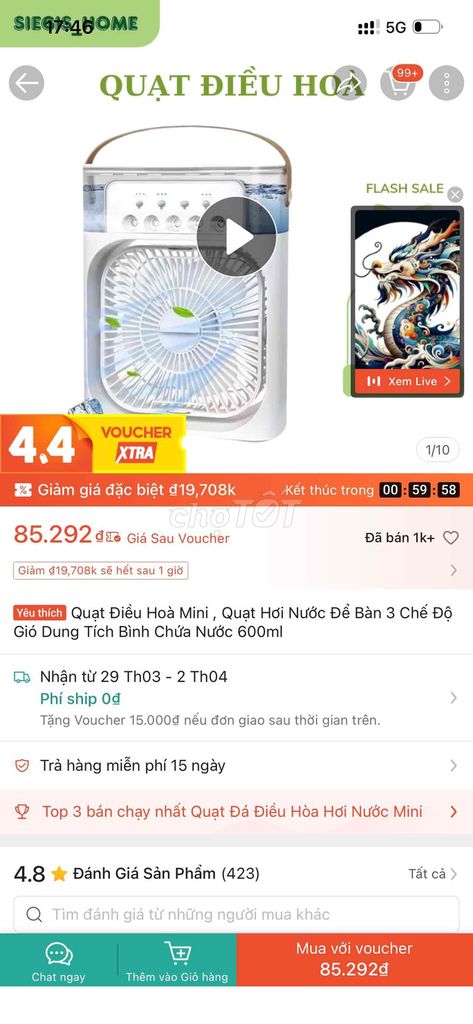 Quạt hơi nước Mini 600ml Trắng. Mua bán Quạt tại Thị xã Tân Uyên Bình Dương được đăng bởi Trần Hà Thu hình 1