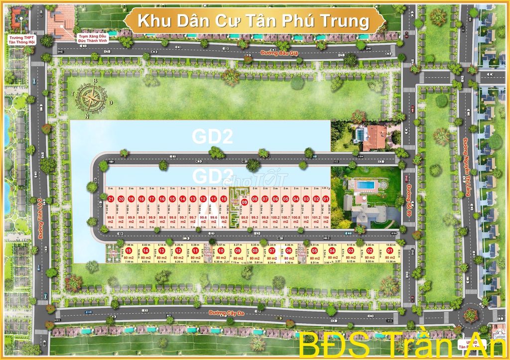 CẦN BÁN ĐẤT TẠI KDC TÂN PHÚ TRUNG. DT 1200m2. GIÁ 2 TỶ