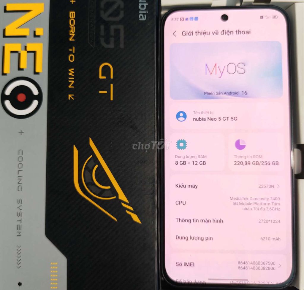 Nubia Neo 5GT 5G fullbox 8/256 đẹp. Mua bán Điện thoại tại Quận 7 Tp Hồ Chí Minh được đăng bởi Wake up  hình 1
