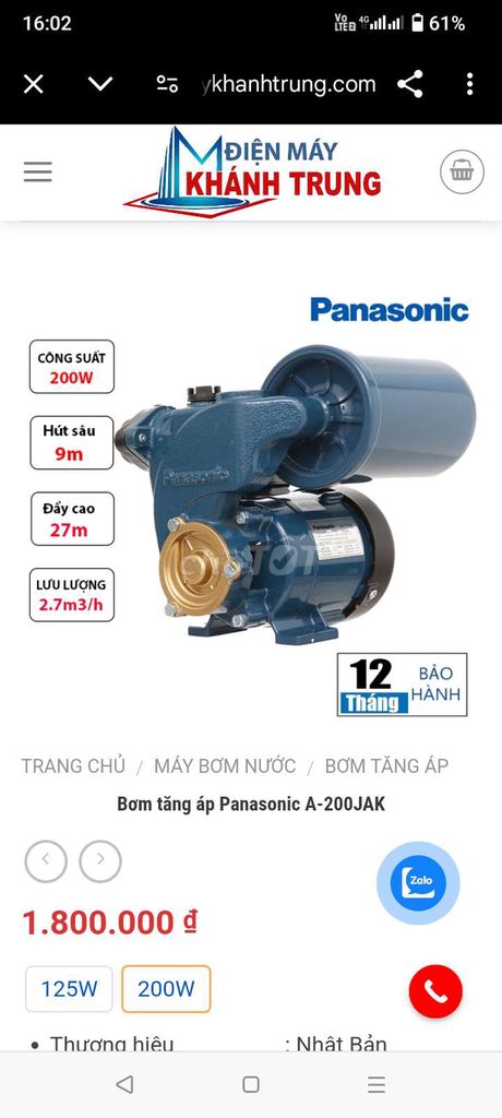 Cần bán máy bơm Panasonic còn mới ít sử dụng