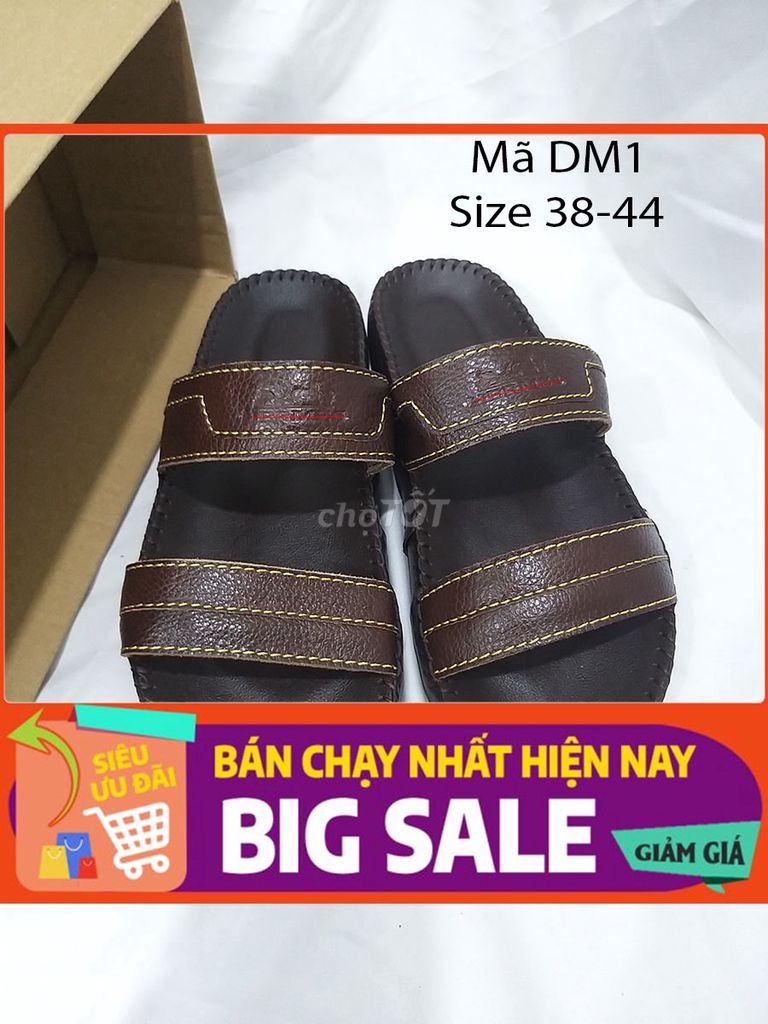 ngày 18.9-Dép da 2 quai đế cao su size 38 đến 43