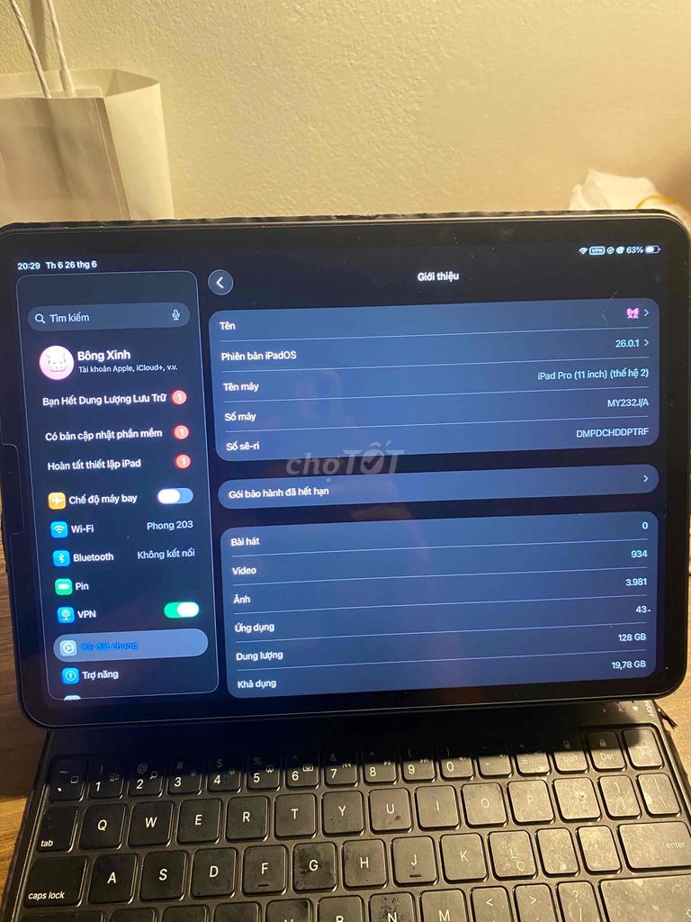 Apple iPad Pro 2020 11 inch 128GB Xám. Mua bán Máy tính bảng tại Huyện Thạch Thất Hà Nội được đăng bởi Bách Quách Xuân (HE180125) hình 1