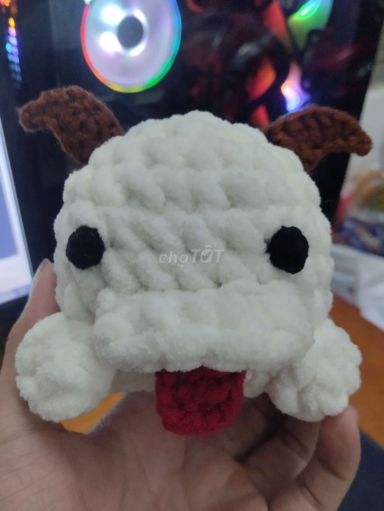 Gấu bông Poro len móc trắng 10 cm mới