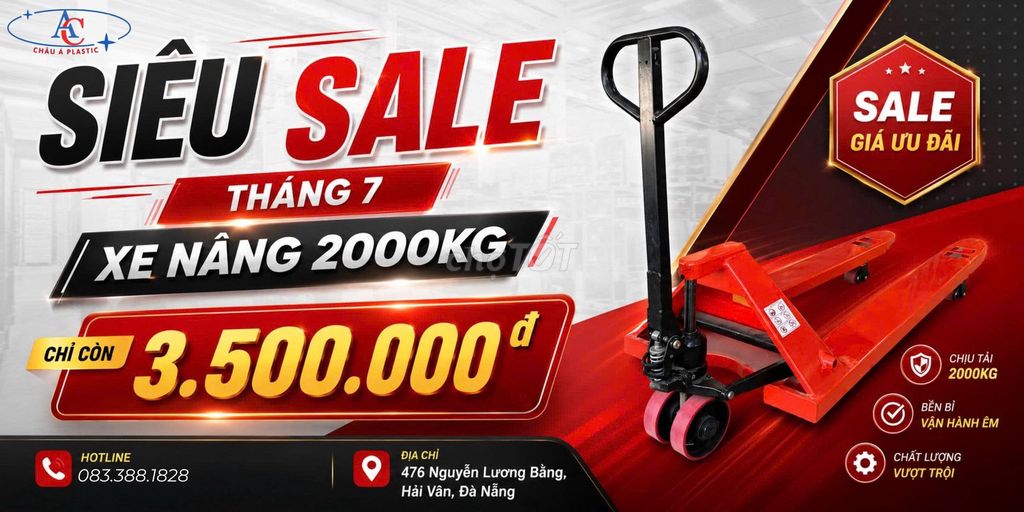Xe nâng tay Nhựa Châu Á 2000kg Thép Đỏ. Mua bán Đồ chuyên dụng, Giống nuôi trồng tại Quận Liên Chiểu Đà Nẵng được đăng bởi chuyên sỉ lẻ pallet hình 1