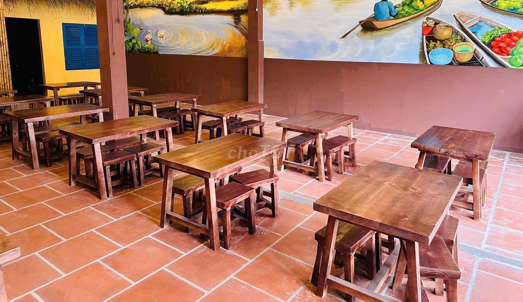 Bàn ghế chân khối, gỗ dày 45mm cho quán ăn.. Mua bán Bàn ghế tại Quận Tân Phú Tp Hồ Chí Minh được đăng bởi Duy Thuy hình 1