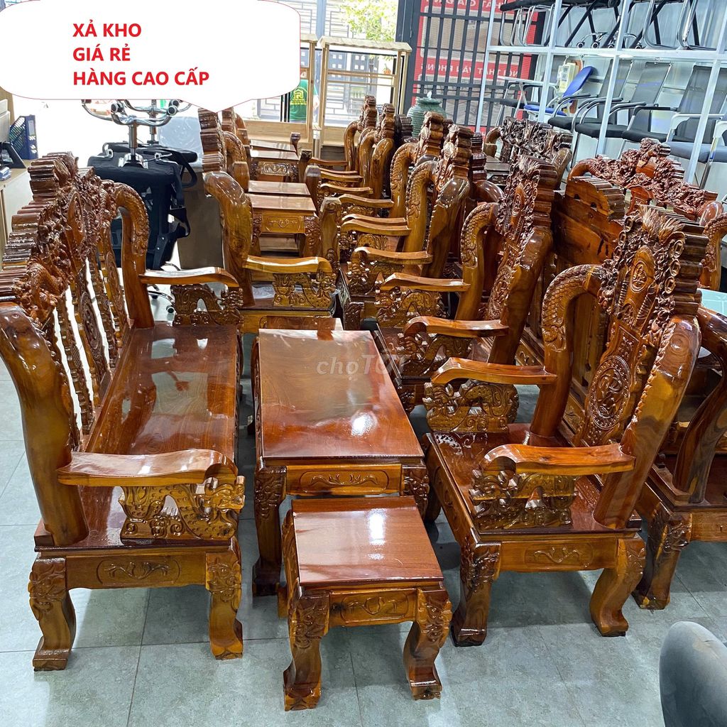 Bộ salon gỗ, sa lông gỗ chạm Rồng cao cấp tồn kho. Mua bán Bàn ghế tại Quận 11 Tp Hồ Chí Minh được đăng bởi Chợ nội thất Cũ TP HCM hình 1