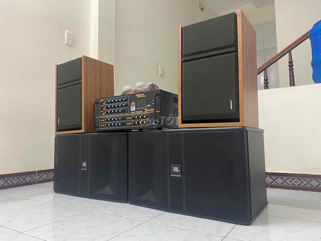 vang và đẩy 2 đôi loa JBL ki82 và loa bose 301