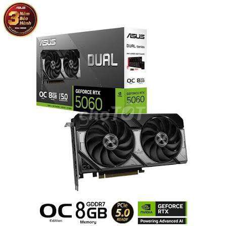 Card đồ họa ASUS RTX 5060 8GB GDDR7 PCIe 5.0. Mua bán Linh kiện (RAM, Card...) tại Quận Sơn Trà Đà Nẵng được đăng bởi PH COMPUTER hình 1