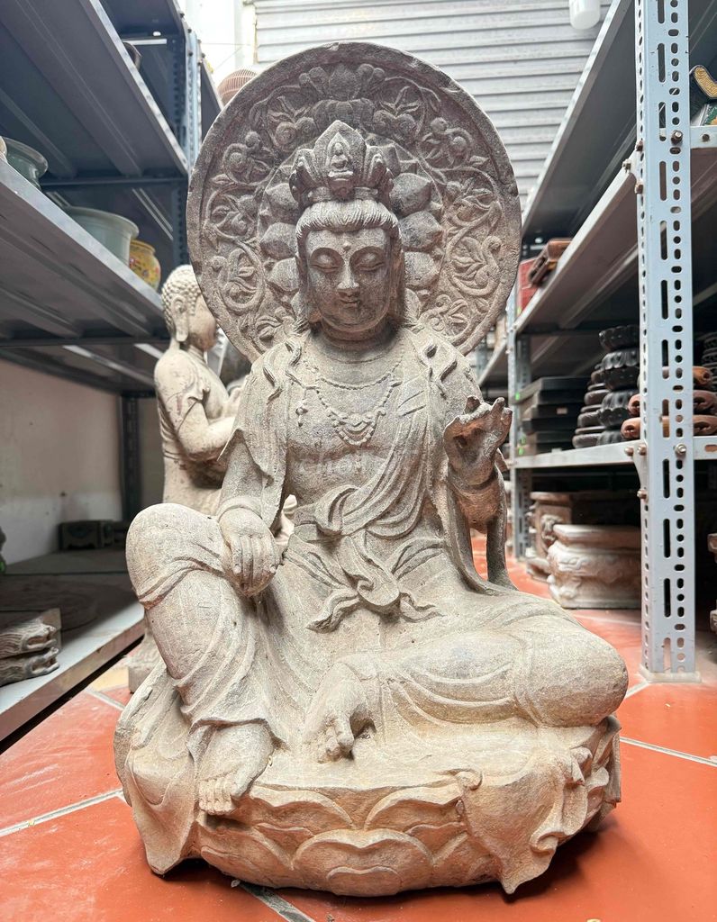 Tượng Phật Quan Âm Đá Cổ xưa 65cm. Mua bán Đồ sưu tầm, đồ cổ tại Quận Long Biên Hà Nội được đăng bởi Văn Quang Đồ Sưu Tầm hình 1