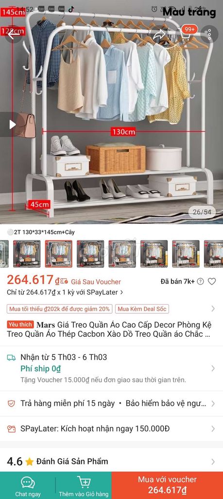 Kệ treo quần áo Thép Trắng Đã sử dụng. Mua bán Tủ, kệ gia đình tại Quận 6 Tp Hồ Chí Minh được đăng bởi Nguyễn Huy Hoàng hình 1