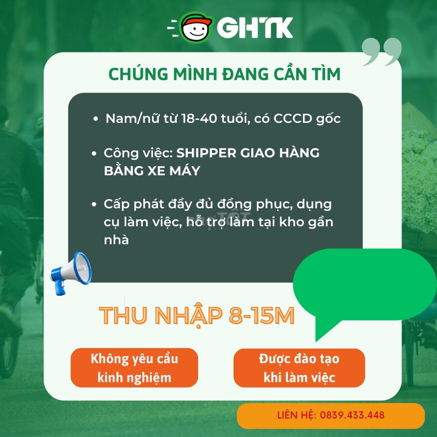 DĨ AN-BÌNH DƯƠNG TUYỂN SHIPPER THU NHẬP 15M+