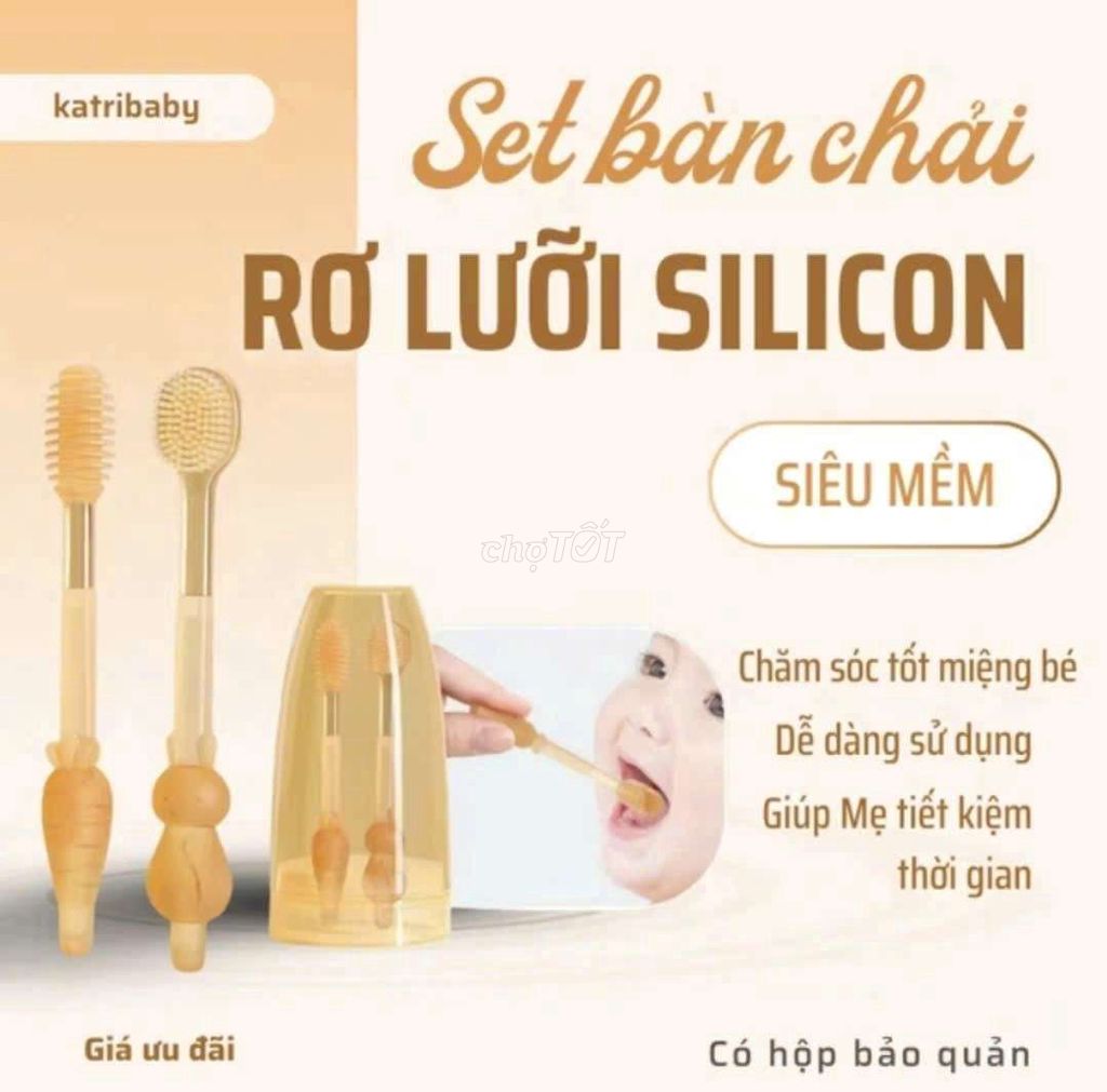 Bộ bàn chải rơ lưỡi Katribaby Silicon Vàng. Mua bán Mẹ và bé tại Thành phố Vĩnh Long Vĩnh Long được đăng bởi ST STORE chuyên sỉ hình 1