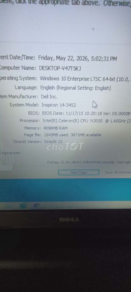 Dell Inspiron 14-3452 . Mua bán Laptop tại Thành phố Bà Rịa Bà Rịa - Vũng Tàu được đăng bởi đức thuận hình 1