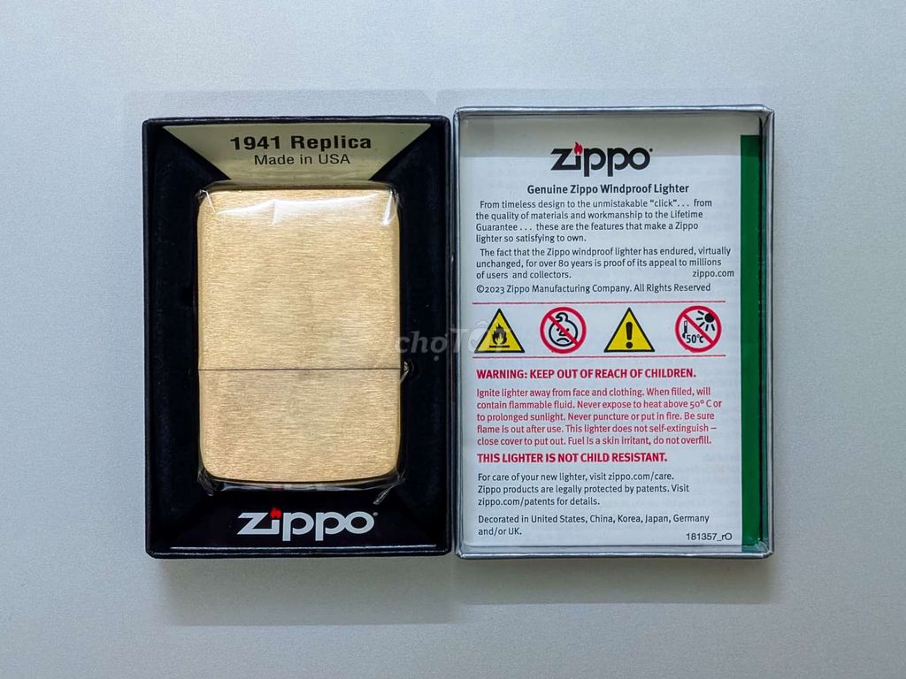 Zippo Replica 1941 Brass USA Mới 100% CHƯA SỬ DỤNG