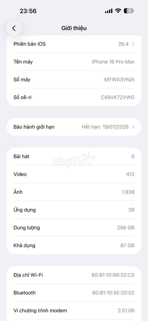 Iphone 16 Pro Max VN/A 256GB. Mua bán Điện thoại tại Thành phố Cà Mau Cà Mau được đăng bởi Hung Phat hình 1