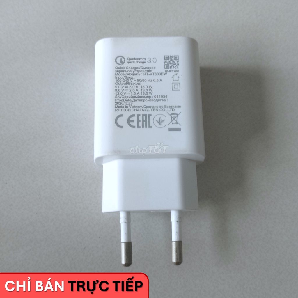 Củ Sạc Nhanh Vsmart Aris Trắng Cũ Tốt